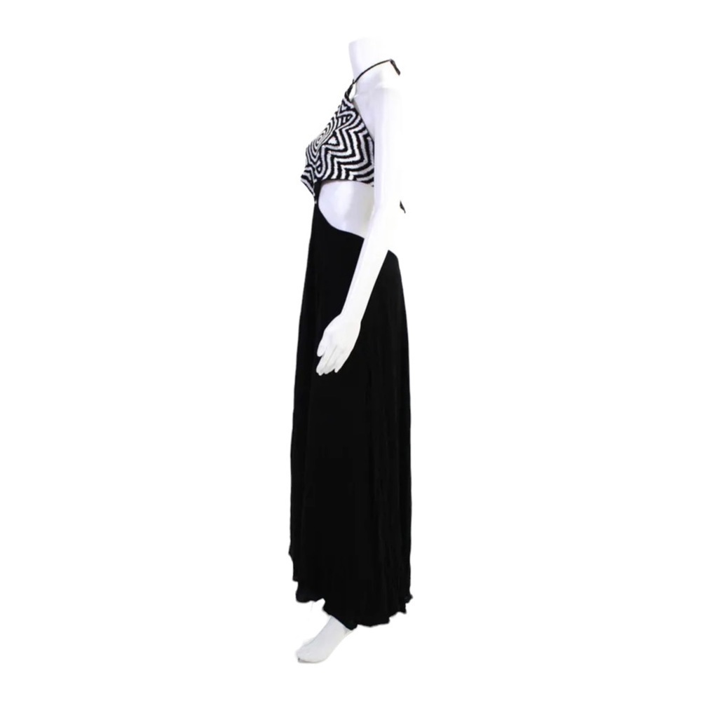 NWT MARA HOFFMAN Crochet Cutout Halter Maxi Dress Black White Medium Swim - Picture 11 of 14
